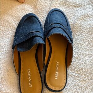 Lisa Vicky Denim Mules - Navy